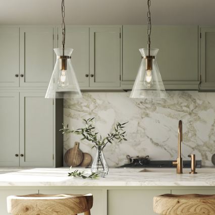 Endon 112859 - Ljuskrona med kedja HARLOW 1xE27/10W/230V mässing