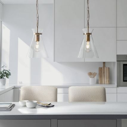 Endon 112859 - Ljuskrona med kedja HARLOW 1xE27/10W/230V mässing