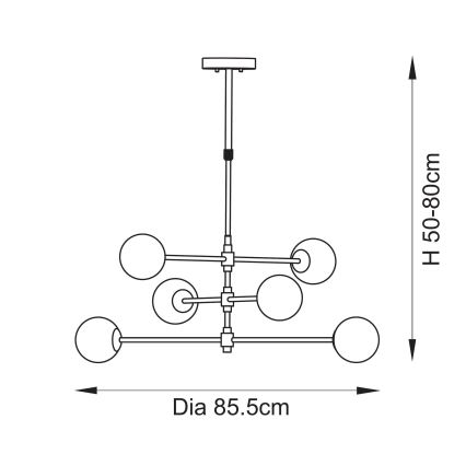 Endon 114039 - Ljuskrona med stång 6xG9/3,2W/230V guldfinish