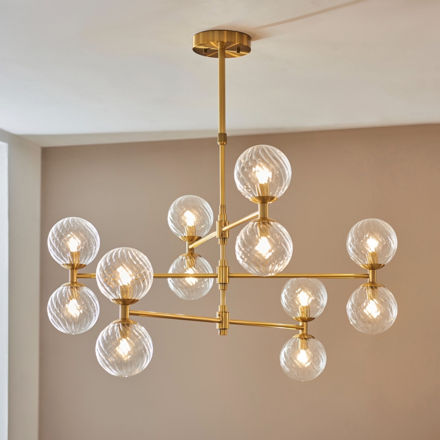 Endon 114041 - Taklampa på stång 12xG9/3,2W/230V, guld