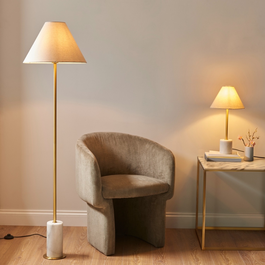 Endon 114209 - Golvlampa 1xE27/10W/230V beige/guld