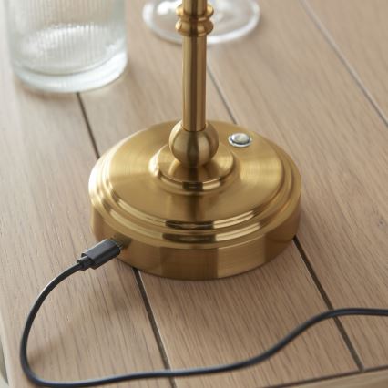 Endon 114796 - LED Ljusreglerad uppladdningsbar bordslampa BURLEY LED/1,5W/5V 3600 mAh mässing/blå