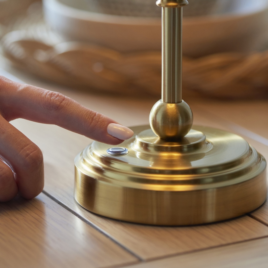 Endon 114800 - LED Ljusreglerad uppladdningsbar bordslampa BURLEY LED/1,5W/5V 3600 mAh mässing/grön