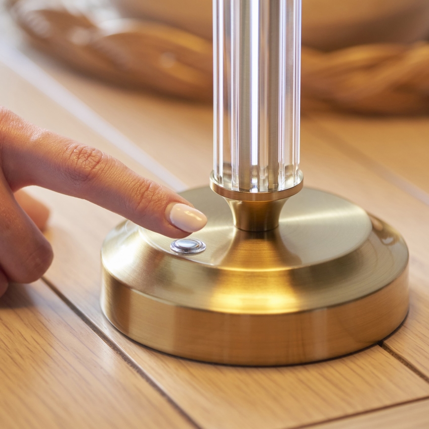 Endon 114849 - LED Ljusreglerad uppladdningsbar bordslampa MORTON LED/1,5W/5V 3600 mAh mässing/beige