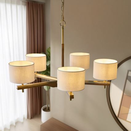 Endon 116994 - Taklampa med kedja HEATHCLIFF 5xE14/7W/230V mässing/ask