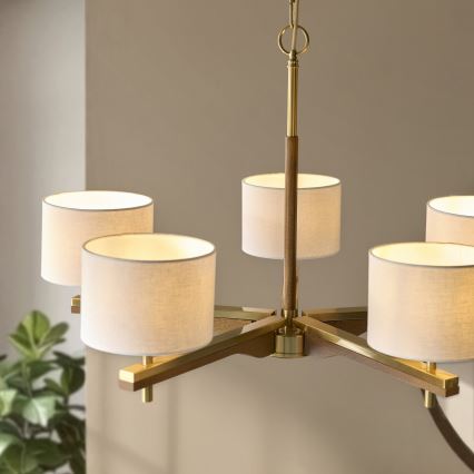 Endon 116994 - Taklampa med kedja HEATHCLIFF 5xE14/7W/230V mässing/ask