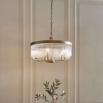 Endon 119110 - Ljuskrona med kedja CLERMONT 5xE14/6W/230V mässing
