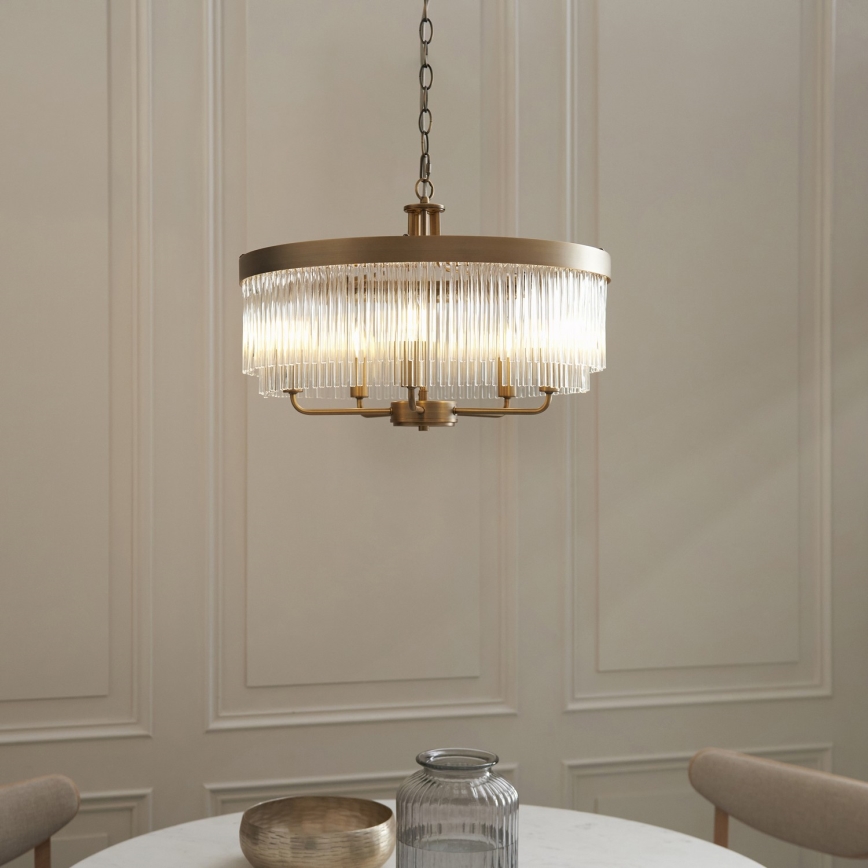 Endon 119110 - Ljuskrona med kedja CLERMONT 5xE14/6W/230V mässing