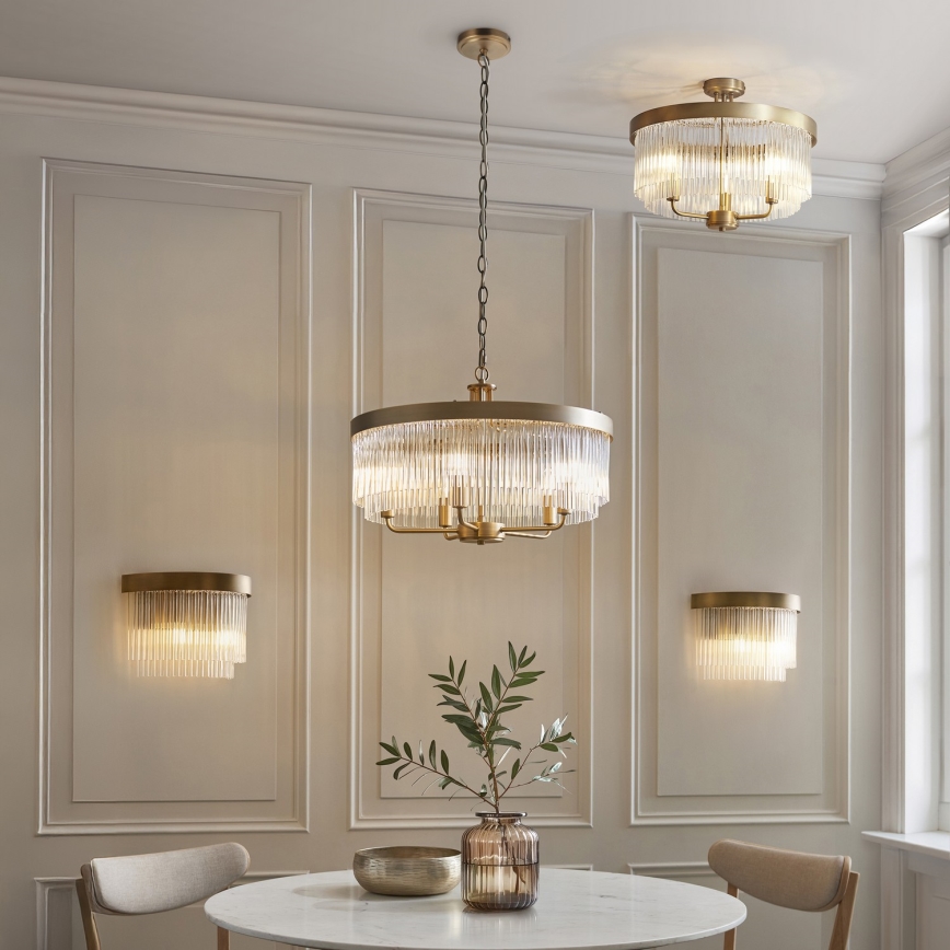 Endon 119110 - Ljuskrona med kedja CLERMONT 5xE14/6W/230V mässing