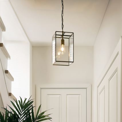 Endon 119141 - Hänglampa med kedja HAMMOND 1xE27/10W/230V 21,5x21,5 cm mässing