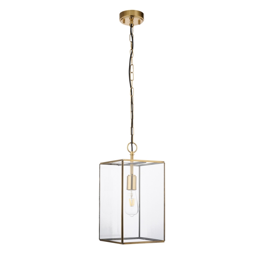 Endon 119141 - Hänglampa med kedja HAMMOND 1xE27/10W/230V 21,5x21,5 cm mässing
