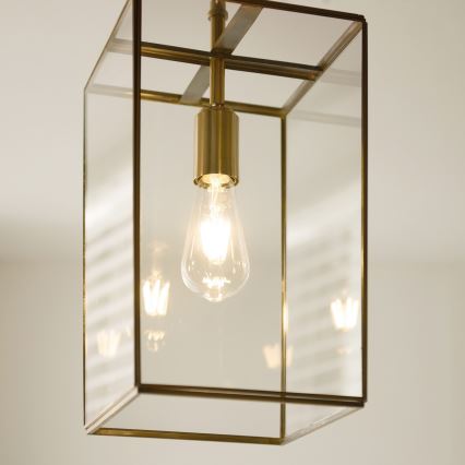 Endon 119141 - Hänglampa med kedja HAMMOND 1xE27/10W/230V 21,5x21,5 cm mässing