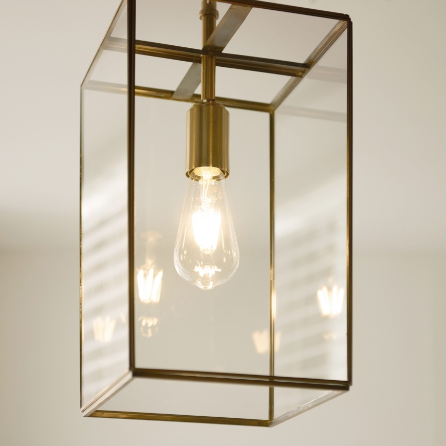 Endon 119141 - Hänglampa med kedja HAMMOND 1xE27/10W/230V 21,5x21,5 cm mässing