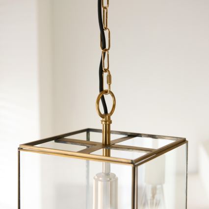 Endon 119141 - Hänglampa med kedja HAMMOND 1xE27/10W/230V 21,5x21,5 cm mässing