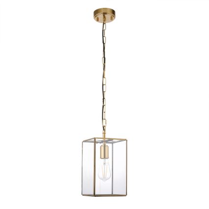 Endon 119142 - Hänglampa på kedja HAMMOND 1xE27/10W/230V 17x17 cm mässing