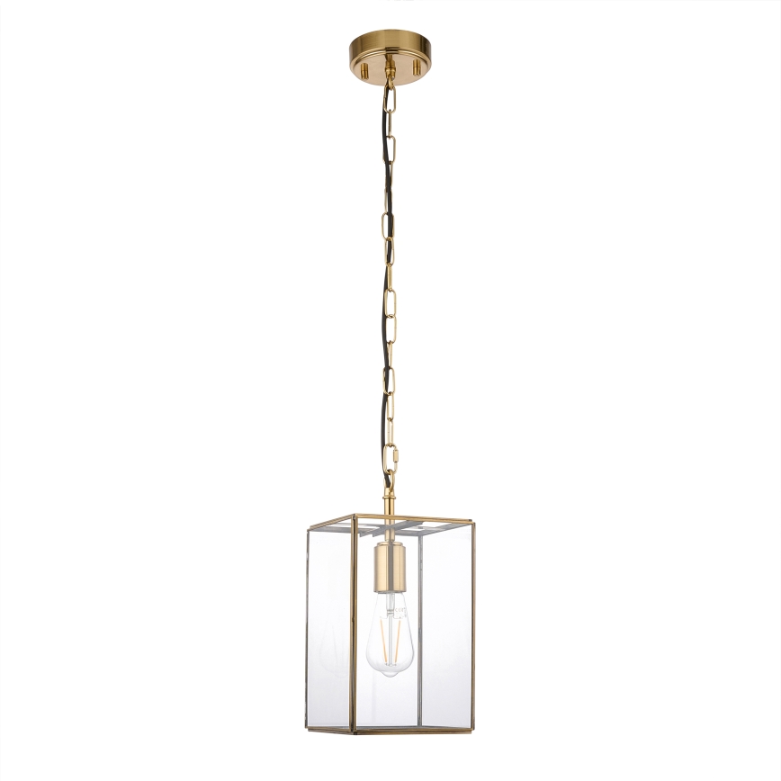 Endon 119142 - Hänglampa på kedja HAMMOND 1xE27/10W/230V 17x17 cm mässing