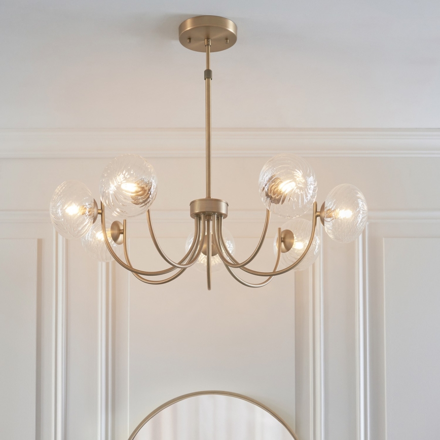 Endon 119224 - HAGUE hänglampa med vajer 7xG9/5W/230V mässing