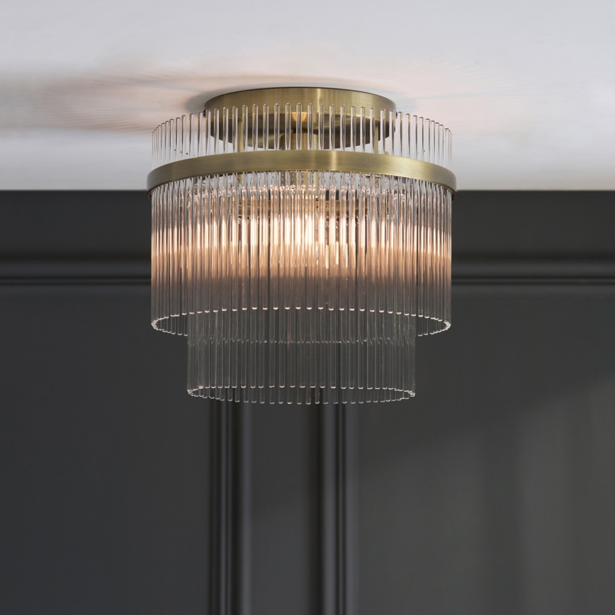Endon 119492 - Ytmonterad taklampa MARIETTA 1xE27/10W/230V mässing/klarglas