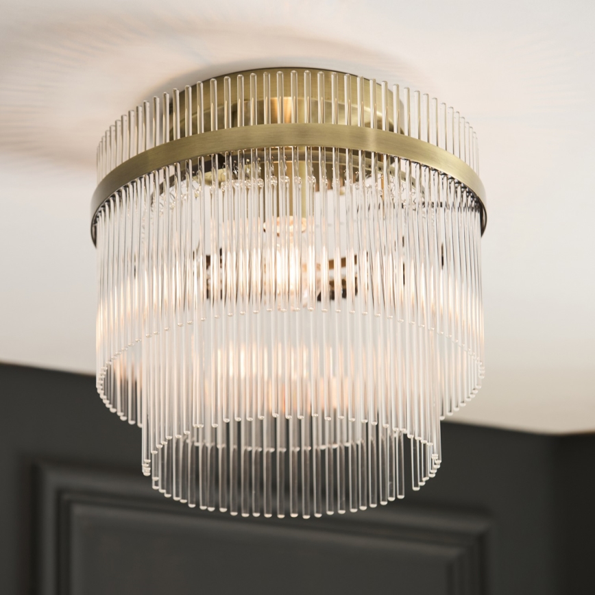 Endon 119492 - Ytmonterad taklampa MARIETTA 1xE27/10W/230V mässing/klarglas