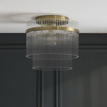 Endon 119492 - Ytmonterad taklampa MARIETTA 1xE27/10W/230V mässing/klarglas