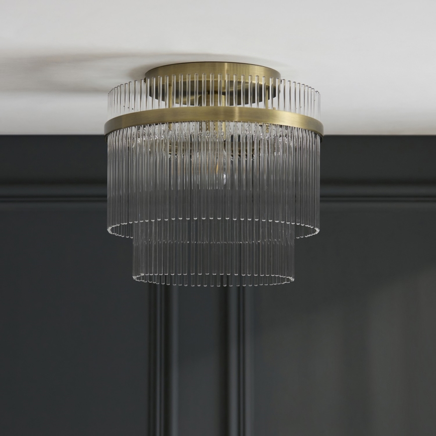 Endon 119492 - Ytmonterad taklampa MARIETTA 1xE27/10W/230V mässing/klarglas