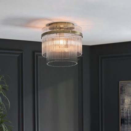 Endon 119492 - Ytmonterad taklampa MARIETTA 1xE27/10W/230V mässing/klarglas