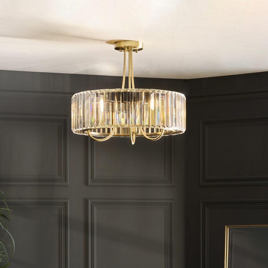 Endon 119609 - Taklampa på stång VISCONTI 3xE14/6W/230V mässing