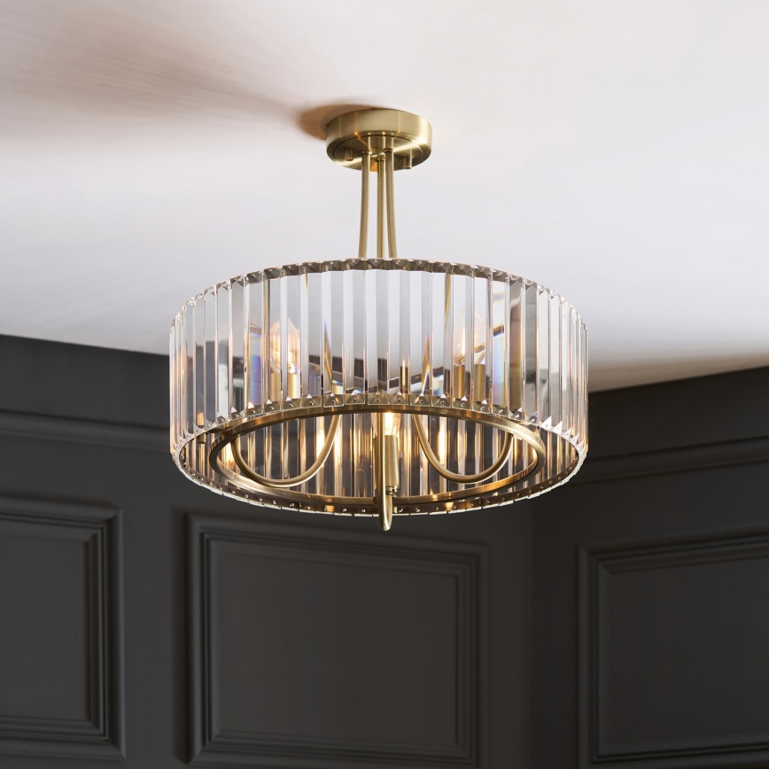 Endon 119609 - Taklampa på stång VISCONTI 3xE14/6W/230V mässing