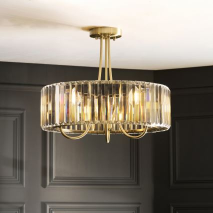 Endon 119609 - Taklampa på stång VISCONTI 3xE14/6W/230V mässing