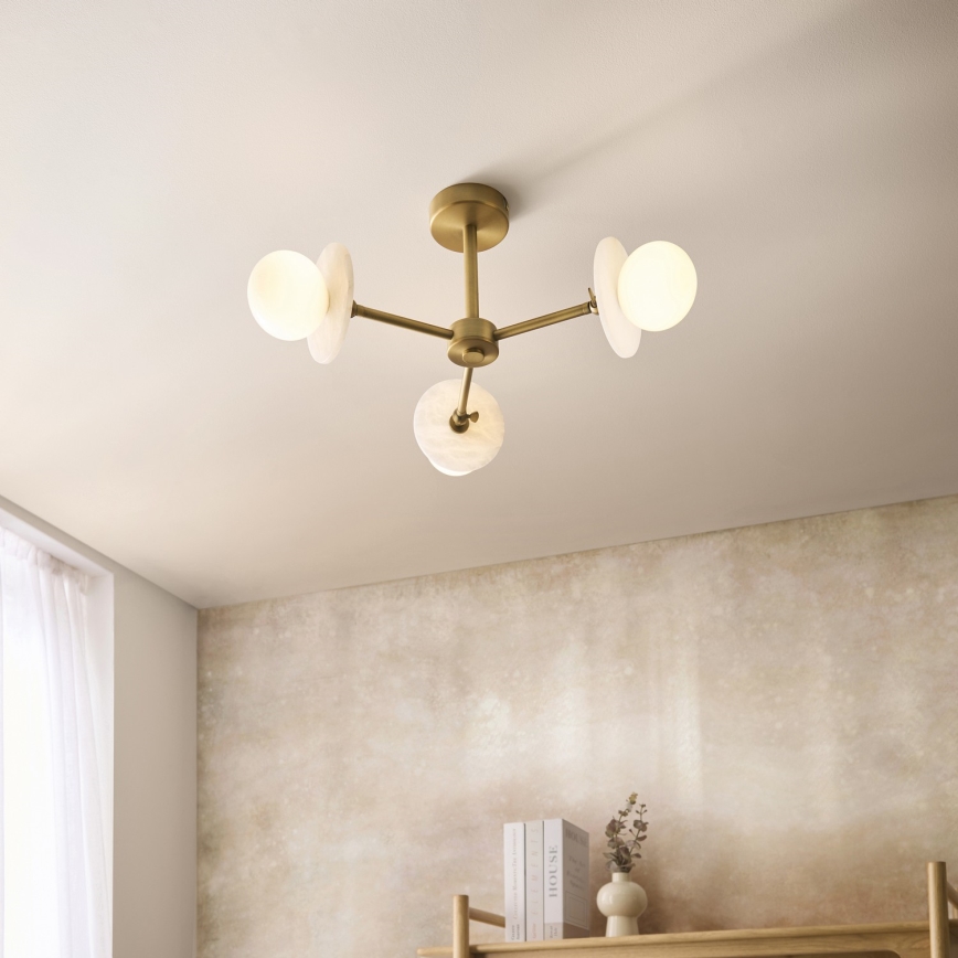 Endon 120036 - Taklampa på stång CERCHIO 3xG9/5W/230V mässing