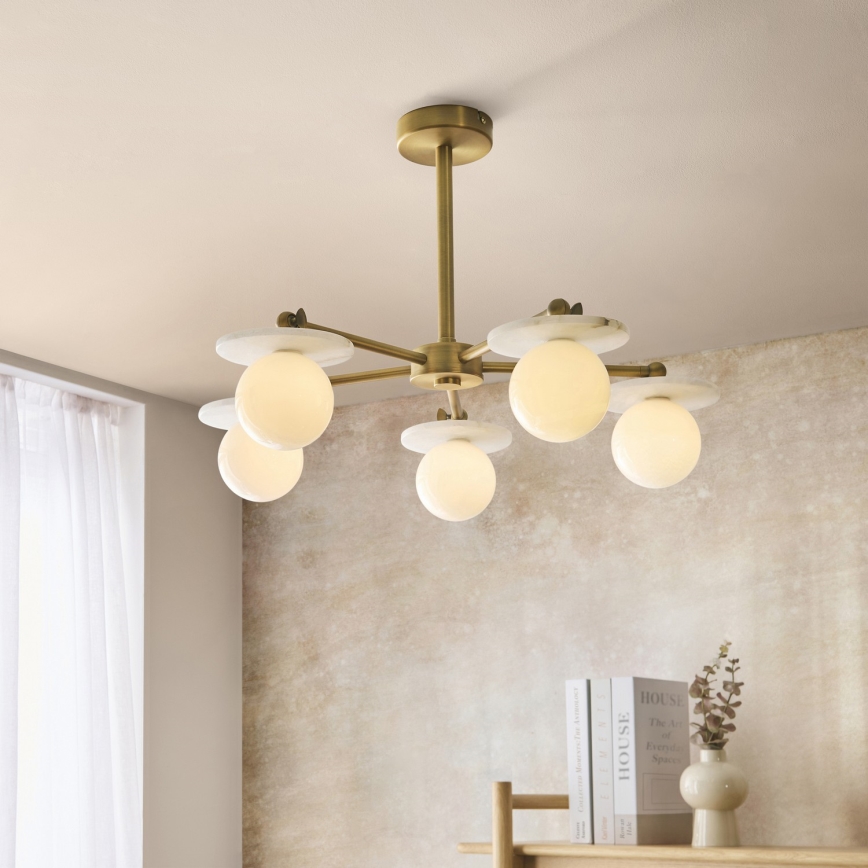 Endon 120037 - Taklampa på stång CERCHIO 5xG9/5W/230V, mässing