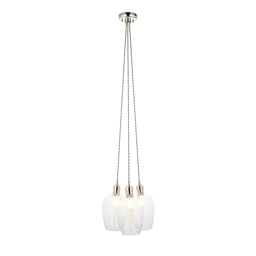 Endon 120644 - Takpendel på vajer 3xE27/10W/230V blank krom