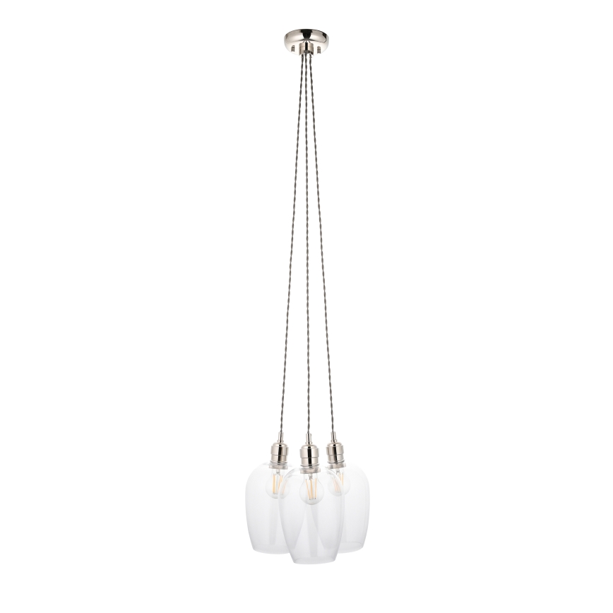 Endon 120644 - Takpendel på vajer 3xE27/10W/230V blank krom