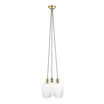 Endon 120656 - Takpendel på vajer 3xE27/10W/230V, mässing