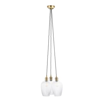 Endon 120656 - Takpendel på vajer 3xE27/10W/230V, mässing