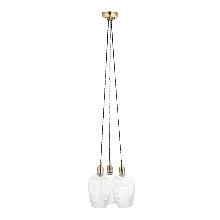 Endon 120656 - Takpendel på vajer 3xE27/10W/230V, mässing