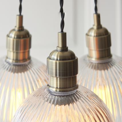Endon 120656 - Takpendel på vajer 3xE27/10W/230V, mässing