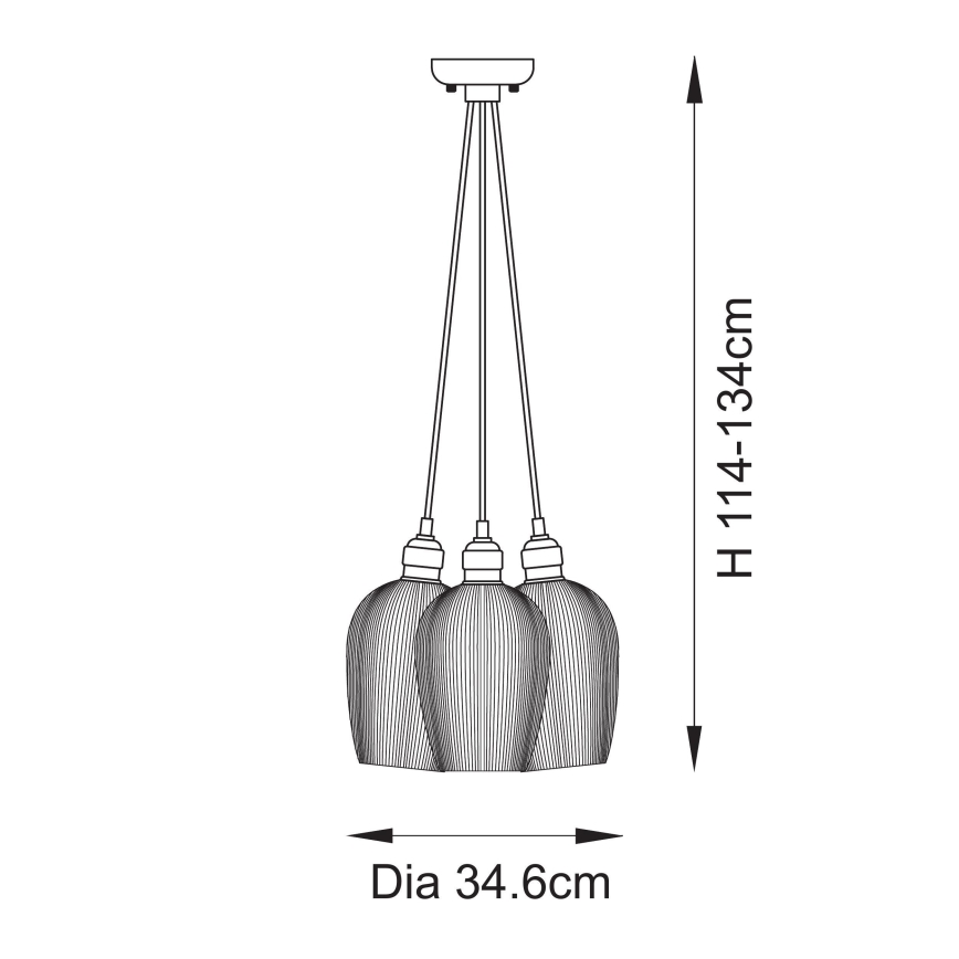 Endon 120656 - Takpendel på vajer 3xE27/10W/230V, mässing