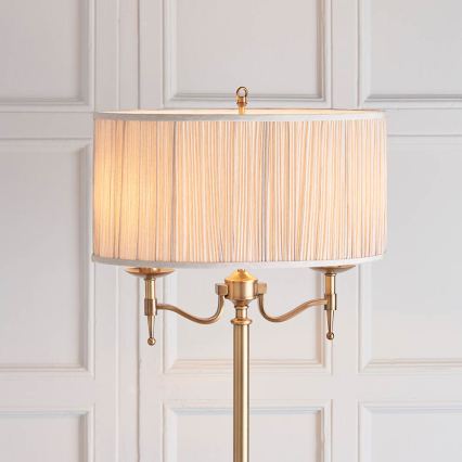 Endon 63620 - Golvlampa STANFORD 2xE14/40W/230V mässing/beige