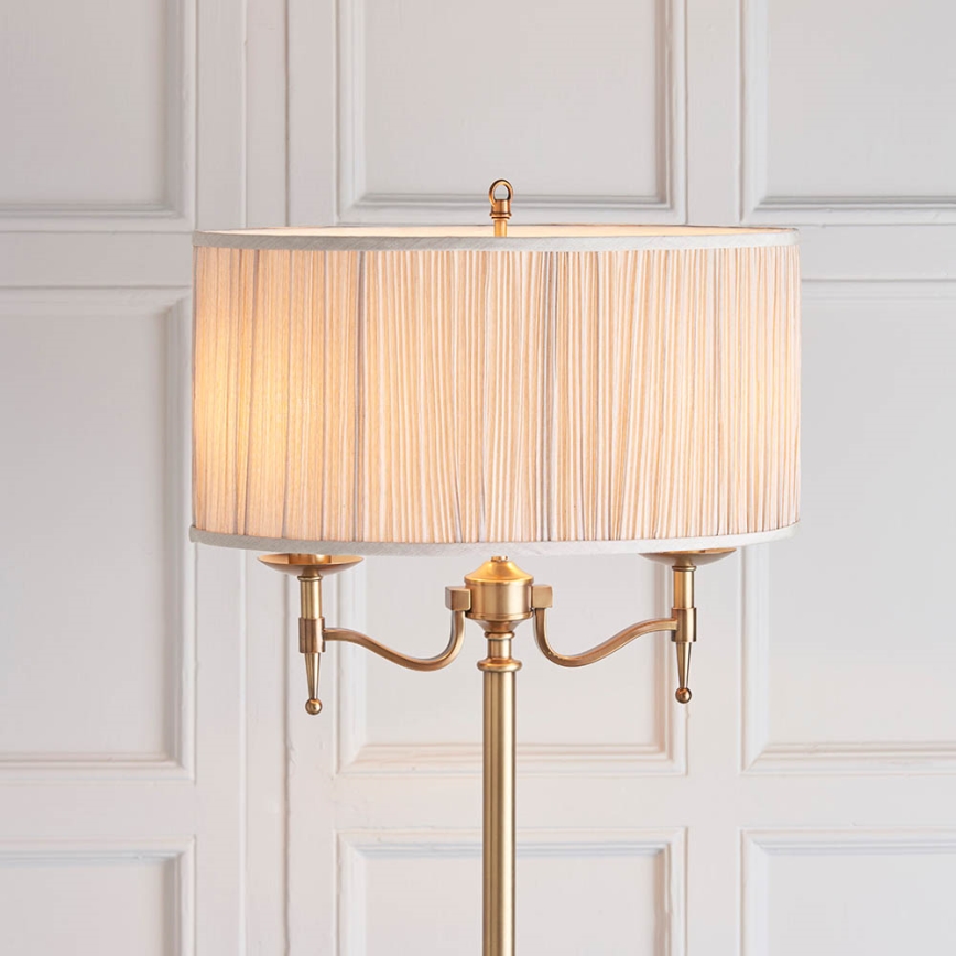 Endon 63620 - Golvlampa STANFORD 2xE14/40W/230V mässing/beige