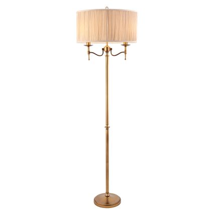 Endon 63620 - Golvlampa STANFORD 2xE14/40W/230V mässing/beige