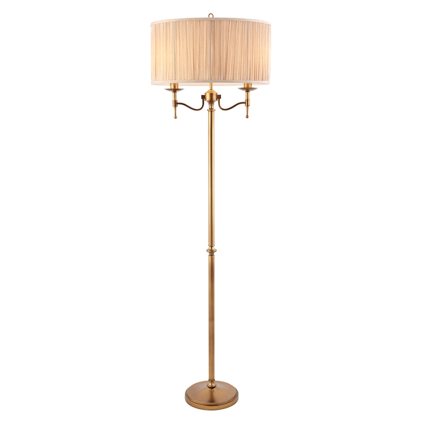 Endon 63620 - Golvlampa STANFORD 2xE14/40W/230V mässing/beige