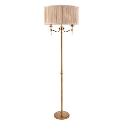 Endon 63620 - Golvlampa STANFORD 2xE14/40W/230V mässing/beige
