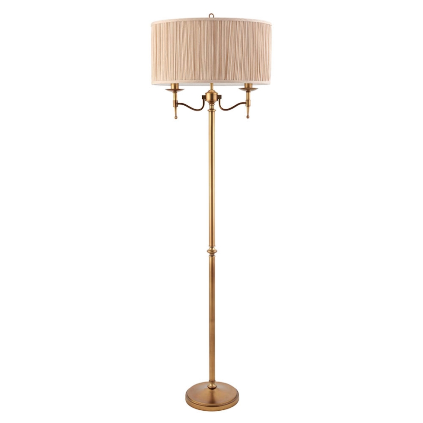 Endon 63620 - Golvlampa STANFORD 2xE14/40W/230V mässing/beige
