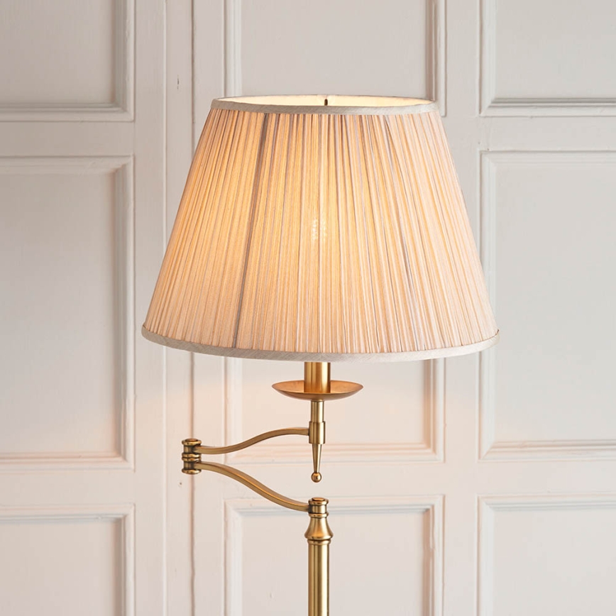 Endon 63621 - Golvlampa STANFORD 1xE27/60W/230V mässing/beige