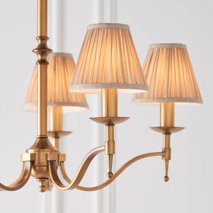 Endon 63627 - Kedjehängd ljuskrona STANFORD 5xE14/40W/230V mässing/beige