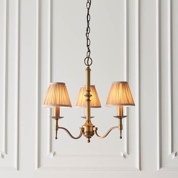 Endon 63628 - Ljuskrona med kedja STANFORD 3xE14/40W/230V mässing/beige