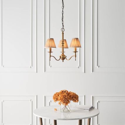 Endon 63628 - Ljuskrona med kedja STANFORD 3xE14/40W/230V mässing/beige