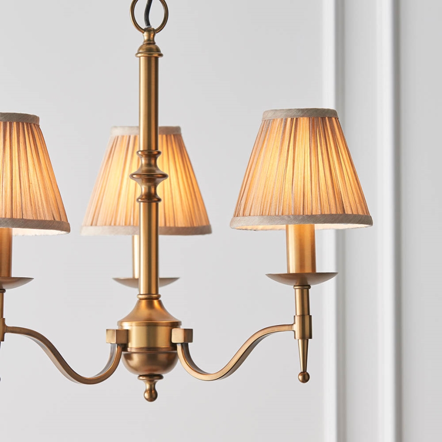 Endon 63628 - Ljuskrona med kedja STANFORD 3xE14/40W/230V mässing/beige