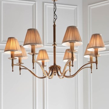 Endon 63629 - Ljuskrona med kedja STANFORD 8xE14/40W/230V mässing/beige